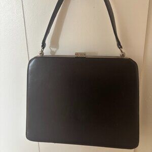 CUTE Vintage 1960s Dark Brown Faux Leather Handbag